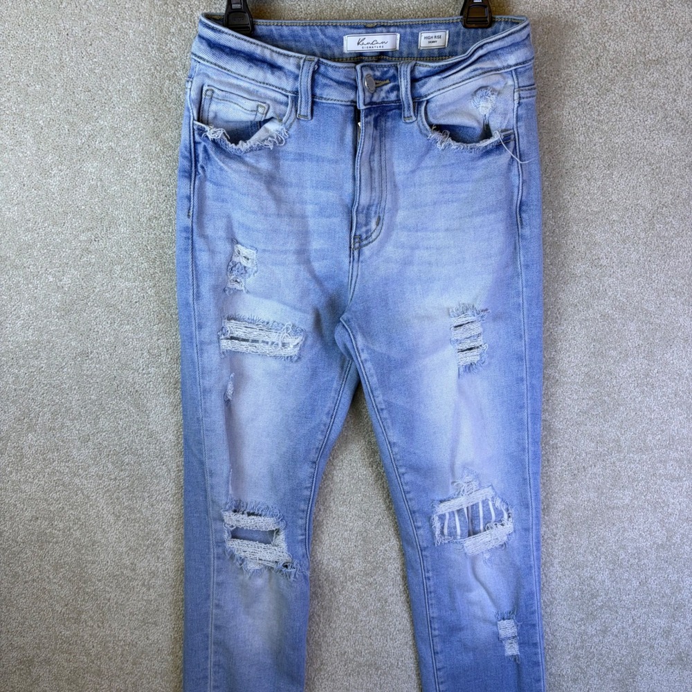 KanCan Signature Skinny Jeans Womens 25 Light Blue High Rise Distressed VBK1802S